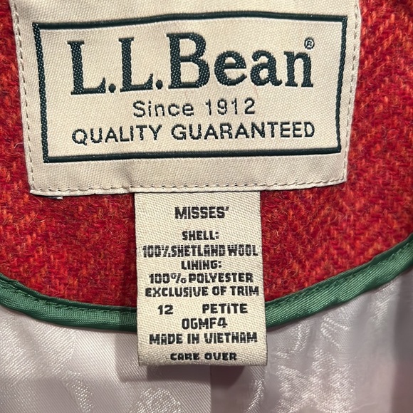 L.L.Bean Orange Herringbone Shetland Wool Tweed Blazer Jacket. 12 Petite - Picture 10 of 10